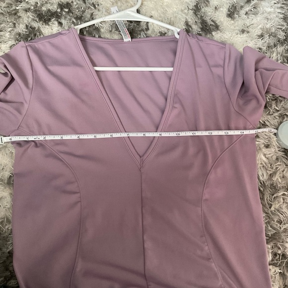 Intimately Free People V Neck Body Suit Lavender Thong Plunge Size Medium - Picture 7 of 8
